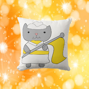 Cat Color Guard Flag Team Yellow White Cushion