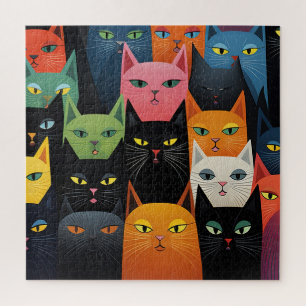 CAT COLORFUL CATS ART BIG JIGSAW PUZZLE