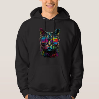 Cat Colorful Cool Kitty Cat 3 Hoodie