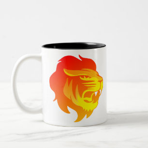Cat Colorful Feline Head Lion Logo Stylized Two-Tone Coffee Mug