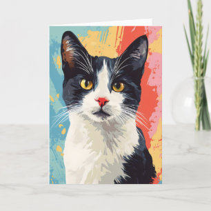Cat Colour Abstract Animal Holiday Card