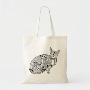 Cat colour me in patterned graphic kitty tote bag