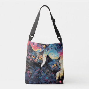 Cat Colourful Animal Enchanting Abstract Crossbody Bag