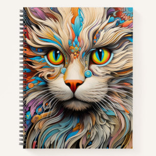 Cat Colourful Animal Enchanting Abstract Notebook
