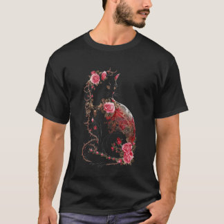 Cat Colourful Floral Patterns Vintage Flowers Kitt T-Shirt