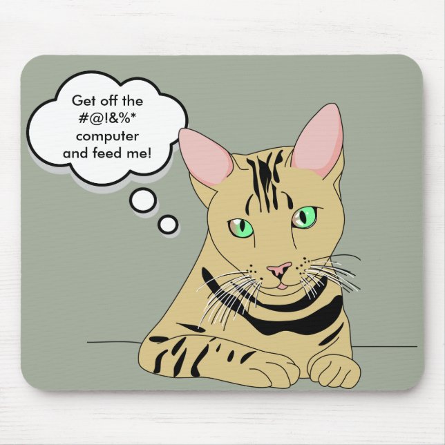 Cat & Computer Jokes Humour Mouse Pad (Front)