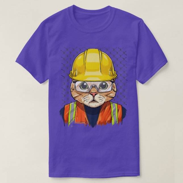 Cat Construction Worker Feline Cat Kitten  T-Shirt (Design Front)
