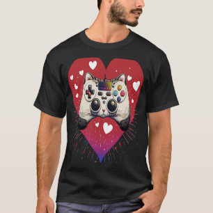Cat controller gaming Cute Kitten Heart Kitty Love T-Shirt