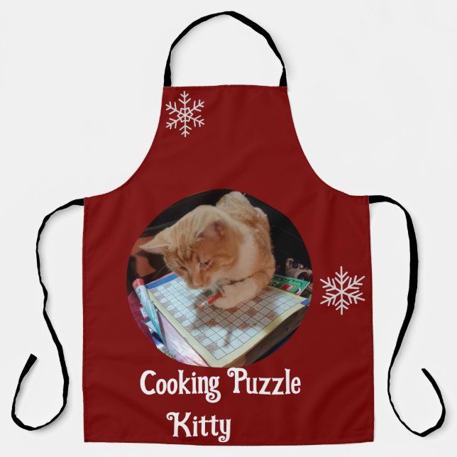 Cat Cooking Puzzle All-Over Print Apron (Front)