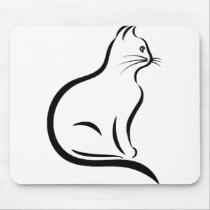 Cat Cool Remeras Helical Helix Line Art Animals Mouse Pad