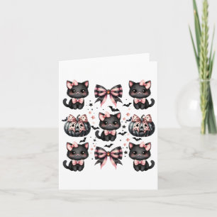 Cat Coquette Halloween Bows Black Pink Halloween G Card
