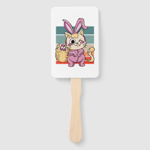 Cat Cosplayer Easter Bunny Costume Egg Basket Hand Fan