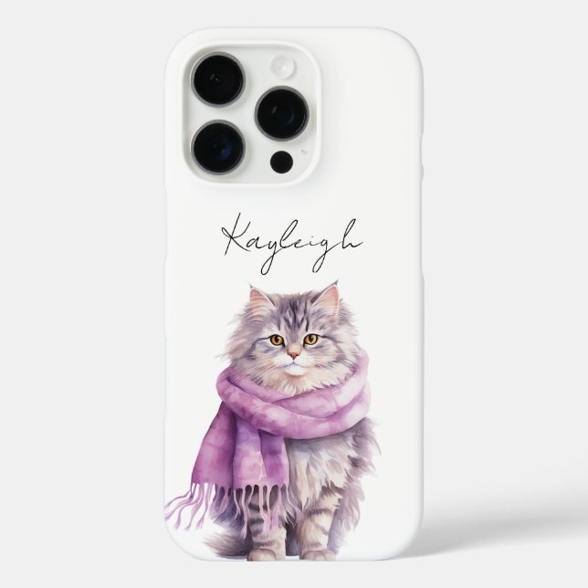 Cat Cosy Winter Purple Scarf   Case-Mate iPhone Case (Back)