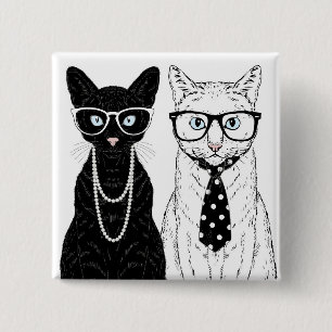 Cat Couple 15 Cm Square Badge