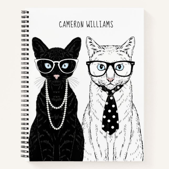 Cat Couple | Add Your Name Notebook (Front)