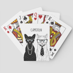Cat Couple   Add Your Name Playing Cards