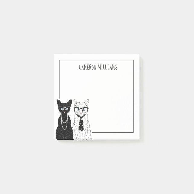 Cat Couple | Add Your Name Post-it Notes (Front)