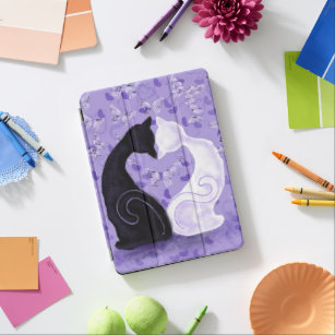 Cat Couple Butterfly Purple iPad Air Cover Gift