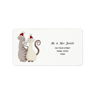 Cat Couple Christmas Return Address Label