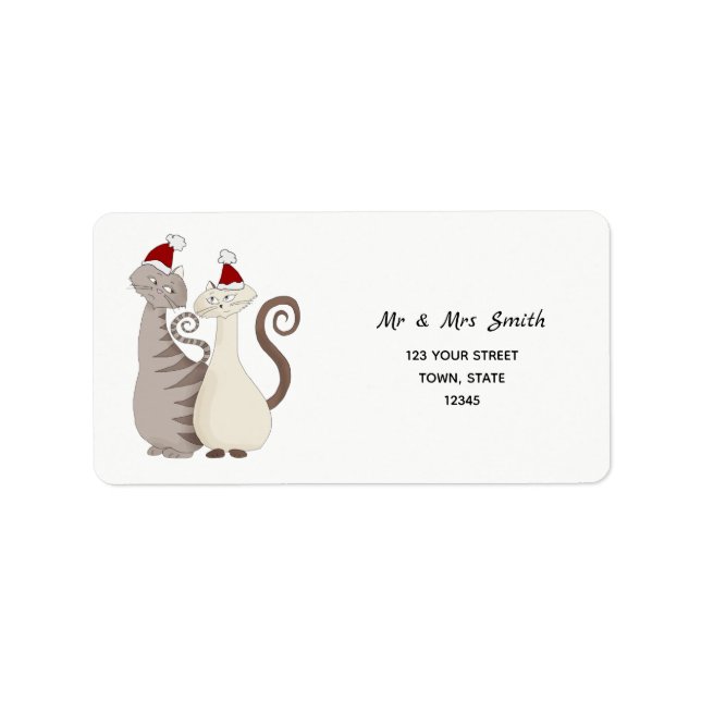 Cat Couple Christmas Return Address Label (Front)