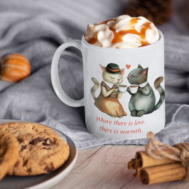 Cat Couple Coffee Mug (Cute Cat Valentine Mug
)