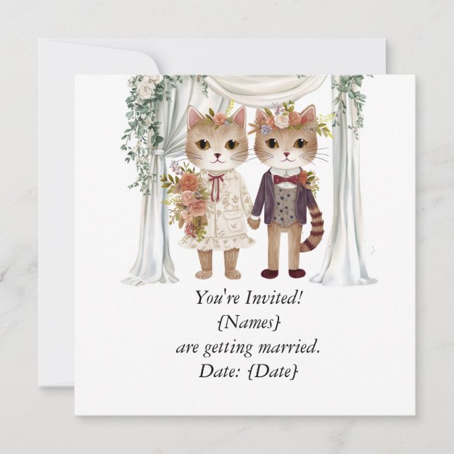 Cat Couple for Wedding Save the Date Invitation  (Front)
