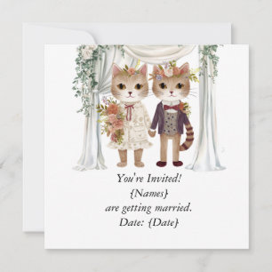 Cat Couple for Wedding Save the Date Invitation 