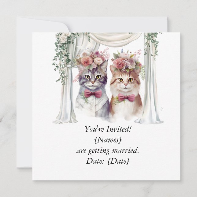 Cat Couple for Wedding Save the Date Invitation  (Front)