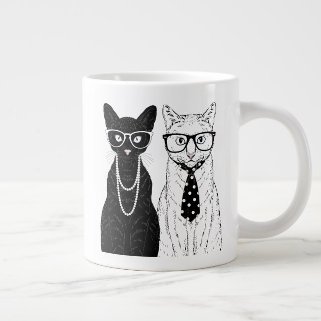 Cat Couple Large Coffee Mug (Right)