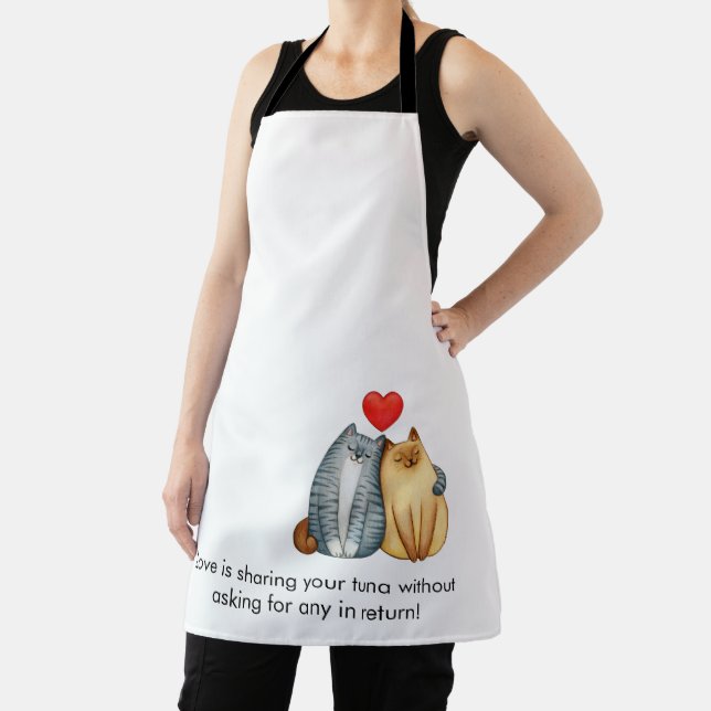Cat Couple Lovers Cute Funny Happy Valentine's Day Apron (Insitu)