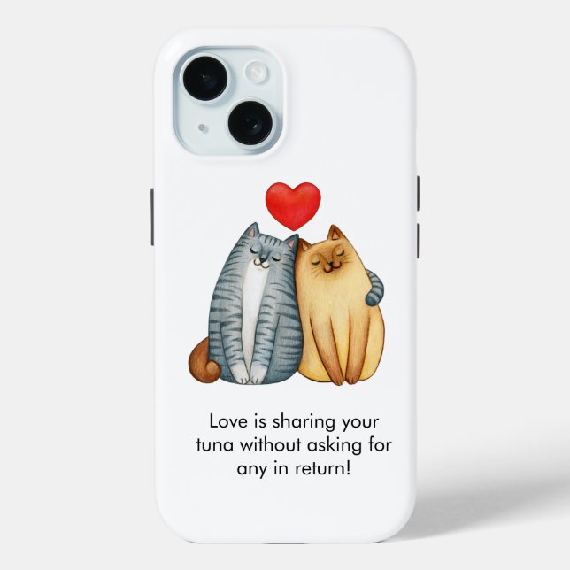 Cat Couple Lovers Cute Funny Happy Valentine's Day Case-Mate iPhone Case (Back)