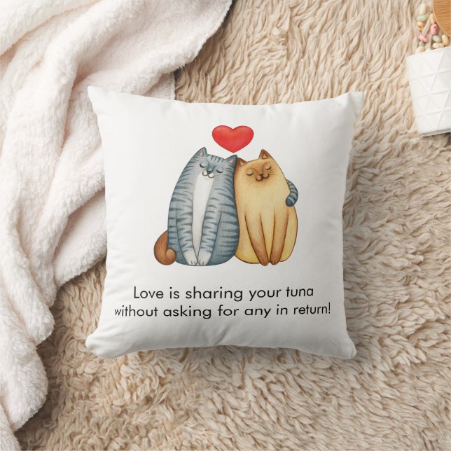 Cat Couple Lovers Cute Funny Happy Valentine's Day Cushion (Blanket)