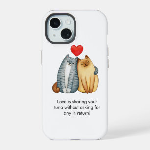 Cat Couple Lovers Cute Funny Happy Valentine's Day iPhone 15 Case