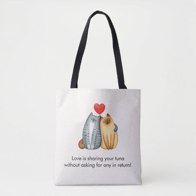 Cat Couple Lovers Cute Funny Happy Valentine's Day Tote Bag (Front)