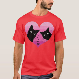 Cat Couple Retro Vintage Funny Black Cat Valentine T-Shirt