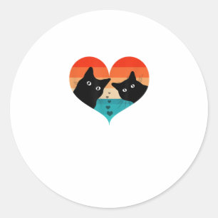 Cat Couple Retro Vintage Shirt Funny Black Cat Val Classic Round Sticker