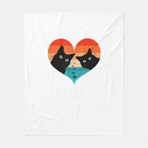 Cat Couple Retro Vintage Shirt Funny Black Cat Val Fleece Blanket