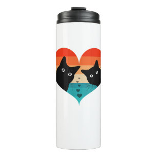 Cat Couple Retro Vintage Shirt Funny Black Cat Val Thermal Tumbler