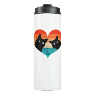 Cat Couple Retro Vintage Shirt Funny Black Cat Val Thermal Tumbler