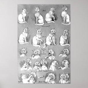 Cat, Courtship & Marriage, Bride, Louis Wain Poster