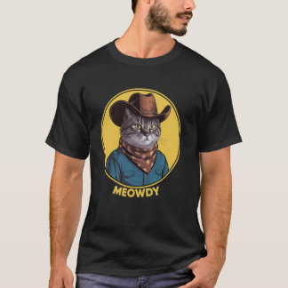 Cat Cowboy Cowgirl Women Men Kid Halloween Meow Ho T-Shirt