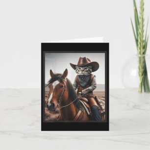 Cat Cowboy Funny Cats Kitten Riding Horse Cowboy H Card