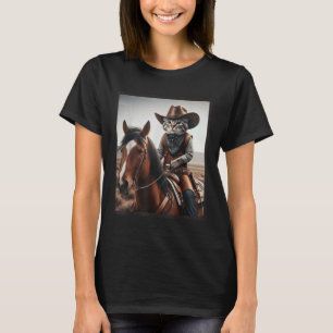 Cat Cowboy Funny Cats Kitten Riding Horse Cowboy H T-Shirt