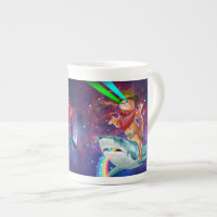 Cat Cowboy riding a Shark spewing a Rainbow