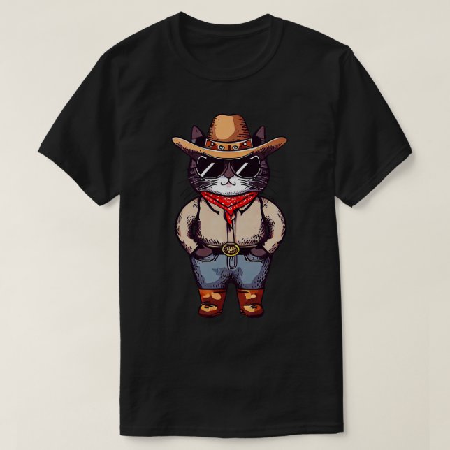 Cat Cowboy T-Shirt (Design Front)