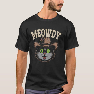 Cat Cowboy Western Meowdy Kitty Funny Kitten Pet L T-Shirt