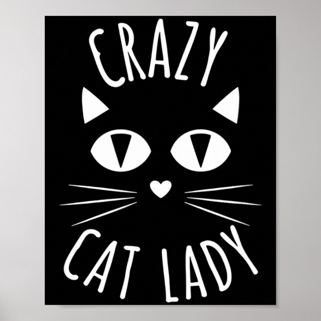 Cat Crazy Cat Lady Funny Cat Lover Mother's Day Bi Poster (Front)