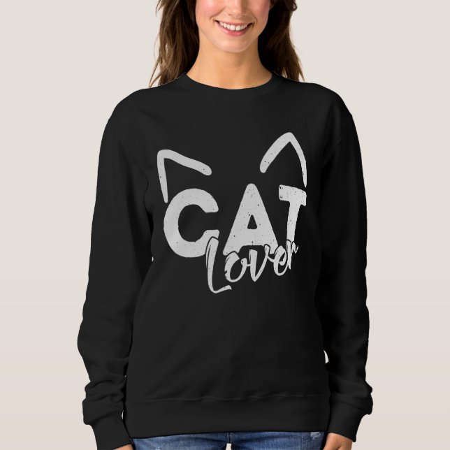Cat  Crazy Cat Lady Humour Kitten Head Art Sweatshirt (Front)