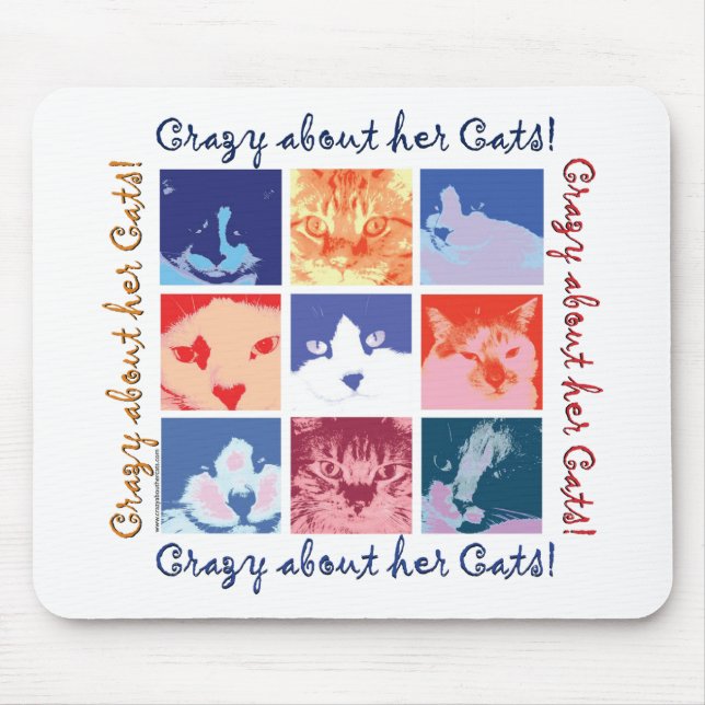 Cat Crazy Mouse Pad (Front)