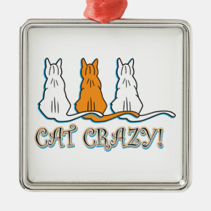 Cat Crazy Orange Tabby Cats Metal Ornament